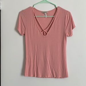 Strapped pink V neck top